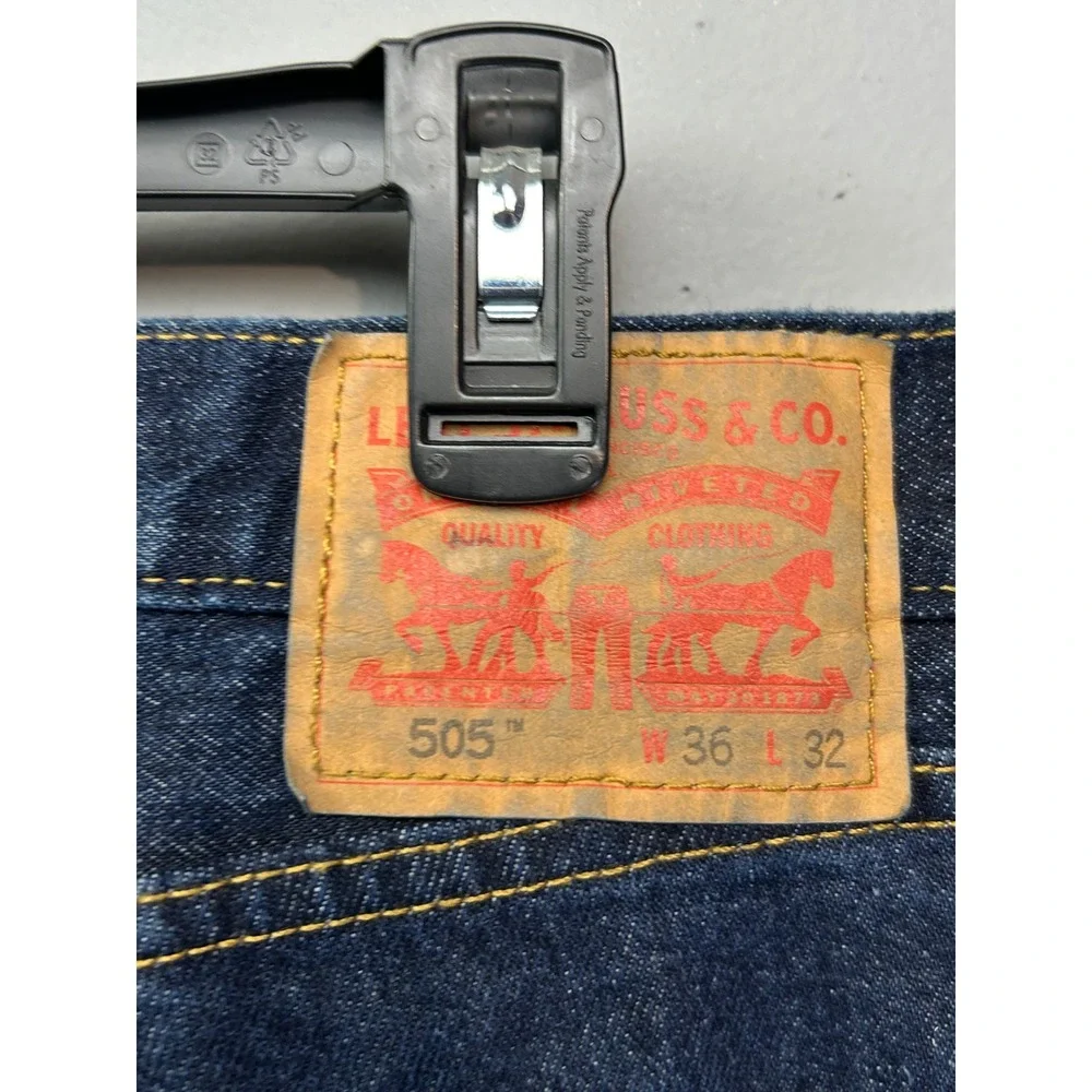 Levi's Jeans Mens 36x32 Dark Indigo 505 Regular Fit‎ Straight Leg Denim Pants